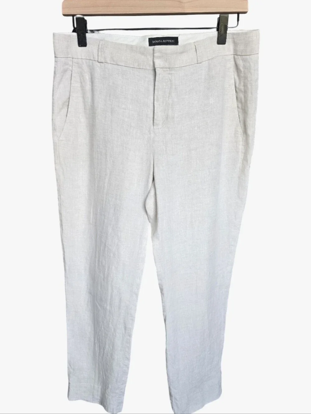 Banana Republic 100% Linen Ankle Pants Size 6P Color Natural Business Casual